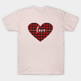 Love Plaid Heart Valentines Day Design T-Shirt